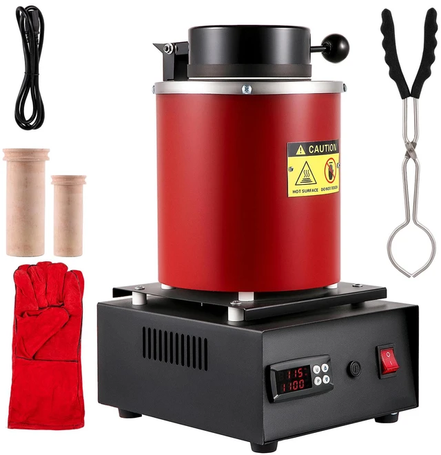 Alt view image 6 of 7 - Gold Melting Furnace, 1350W, 2102 Max Temperature, 3 kg Digital Electric Melting Furnace, with 1 kg and 3 kg Ceramic Crucible and Ingot Die for Processing of Gold, Silver, Aluminum, Copper
