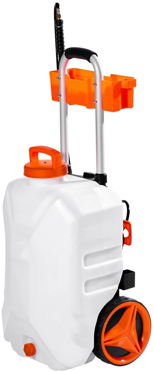 Alt view image 3 of 7 - 10 Gal Battery Powered Sprayer with Cart Wheeled 0-80 PSI Electric Weed Sprayer