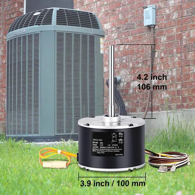 Alt view image 3 of 7 - Condenser Fan Motor K55HXJKL-2918, 51-23055-11, 1/5 HP 208-230V, 1075RPM, OEM Standard Upgraded Replacement Condenser Motor Reversible Rotating, Explosion-proof CBB65 5F/370V Capacitor