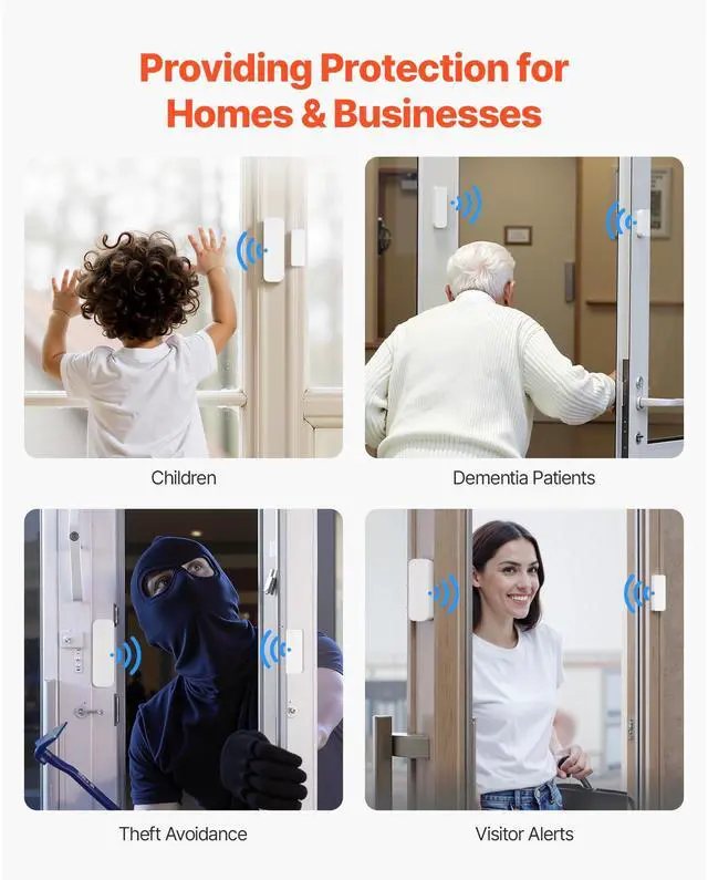 Alt view image 6 of 7 - Door Chime, DC 12V, Wireless Door Open Contact Sensor Alarm Chime with 656 ft Range, 58 Chimes & 5 Adjustable Volume, Doors Ringer Alert for Business, Store, Home, Office When Entering