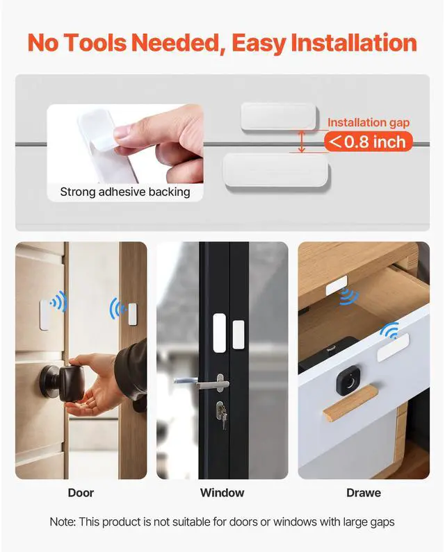 Alt view image 7 of 7 - Door Chime, DC 12V, Wireless Door Open Contact Sensor Alarm Chime with 656 ft Range, 58 Chimes & 5 Adjustable Volume, Doors Ringer Alert for Business, Store, Home, Office When Entering