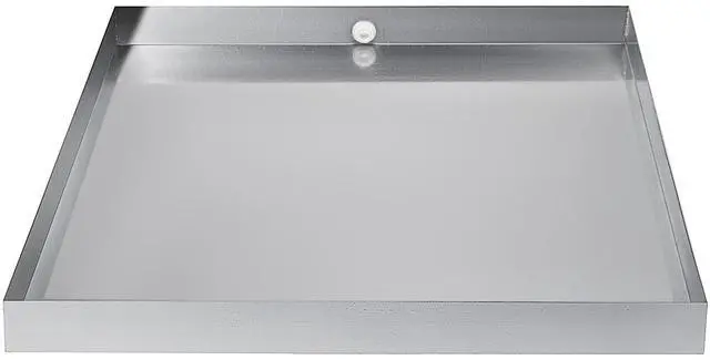 Alt view image 5 of 7 - 32 x 30 x 2.5 Inch Washing Machine Pan 18 GA Thickness 304 Stainless Steel Heavy Duty Compact Washer Drip Tray with Drain Hole & Hose Adapter