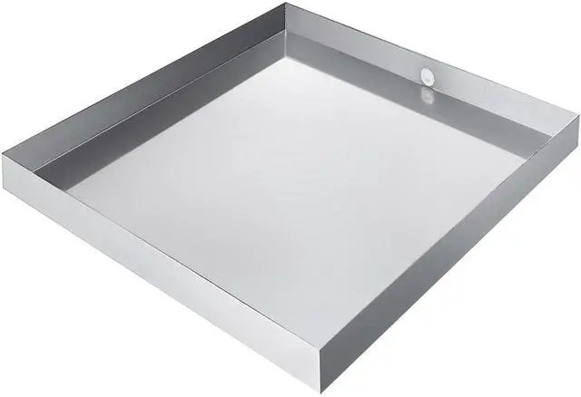 Alt view image 4 of 7 - 32 x 30 x 2.5 Inch Washing Machine Pan 18 GA Thickness 304 Stainless Steel Heavy Duty Compact Washer Drip Tray with Drain Hole & Hose Adapter