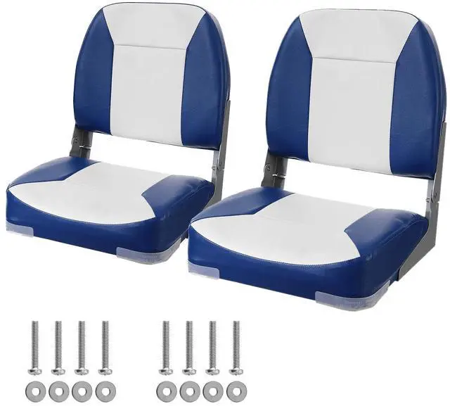Main image of Boat Seat Low Back Fold-Down Fishing Boat Chair with Sponge Padding 2 Pack