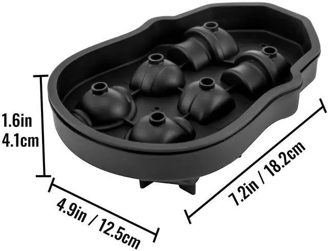 Alt view image 5 of 7 - Skull Ice Cube Tray, 6-Grid Skull Ice Ball Maker, Flexible Black Silicone Ice Tray with Lid & Funnel, Skull Ice Cubes in 3 Distinct Patterns for Beverages & Chocolates on Parties & Holidays