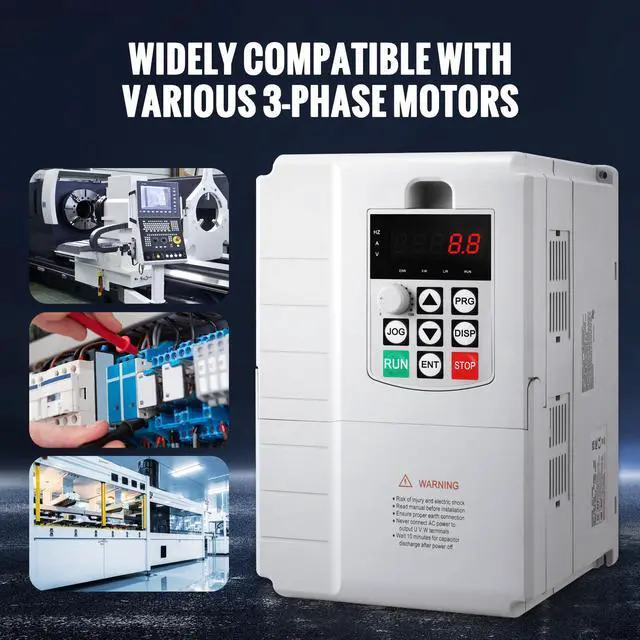 Alt view image 4 of 7 - VFD 7.5KW, 34A, 10HP Variable Frequency Drive for 3-Phase Motor Speed Control