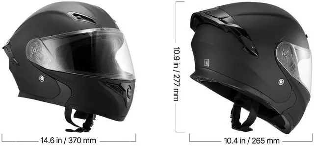 Alt view image 7 of 7 - Motorcycle Helmet, Modular, Adult Motocross Dirt Bike Helmet with Large Clear Visor, Comfortable Motorbike Racing Street with Detachable Liner for Men & Women, DOT Approved, (Matte Black, M)