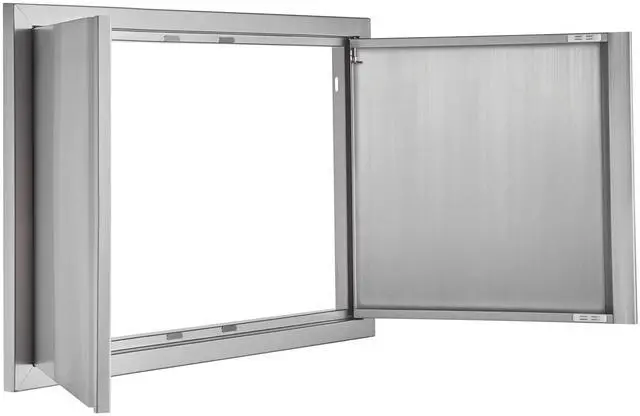 Alt view image 7 of 7 - BBQ Access Door, 30W x 21H Inch Double Outdoor Kitchen Door, Stainless Steel Flush Mount Door, Wall Vertical Door with Recessed Handles , for BBQ Island, Grilling Station, Outside Cabinet