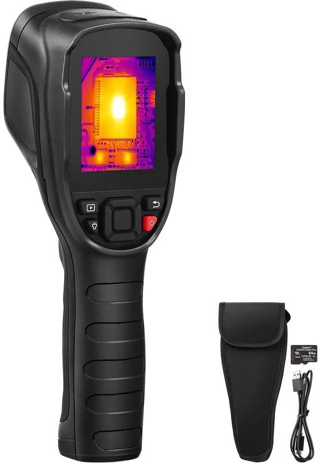 Alt view image 2 of 7 - Thermal Imaging Camera, 320 x 240 Pixels Super Resolution with 2MP Visual Camera, 25Hz Refresh Rate Infrared Camera with -4~1022 Temp, 64G SD Card and Rechargeable Li-ion Battery