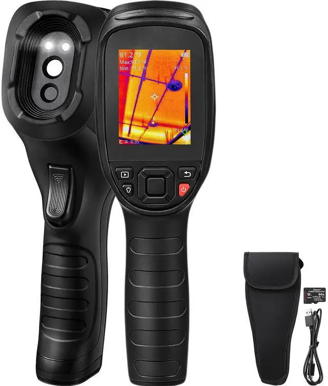 Main image of Thermal Imaging Camera, 320 x 240 Pixels Super Resolution with 2MP Visual Camera, 25Hz Refresh Rate Infrared Camera with -4~1022 Temp, 64G SD Card and Rechargeable Li-ion Battery