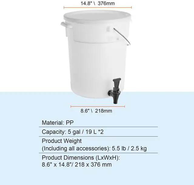 Alt view image 7 of 7 - Beverage Dispenser, 5 Gallon Drink Dispensers for Parties, Plastic Juice Dispenser with Spigot and Lid, Iced Tea Lemonade Juice Water Dispenser, for Restaurants, Hotels, Parties, 2 Pack