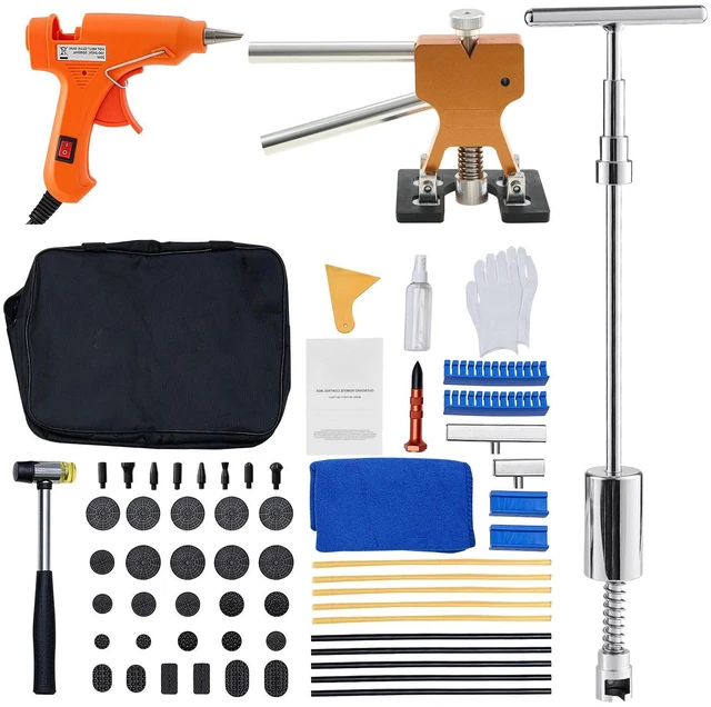 Main image of Dent Puller Kit, 61 PCS Paintless Dent Removal Kit with Golden Lifter, Slide Hammer T-Bar, Glue Gun, Auto Body Hail Damage Repair Remover Tools for Car Refrigerator Large Small Door Ding Repair