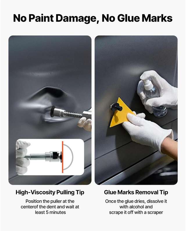 Alt view image 3 of 7 - Dent Puller Kit, 61 PCS Paintless Dent Removal Kit with Golden Lifter, Slide Hammer T-Bar, Glue Gun, Auto Body Hail Damage Repair Remover Tools for Car Refrigerator Large Small Door Ding Repair