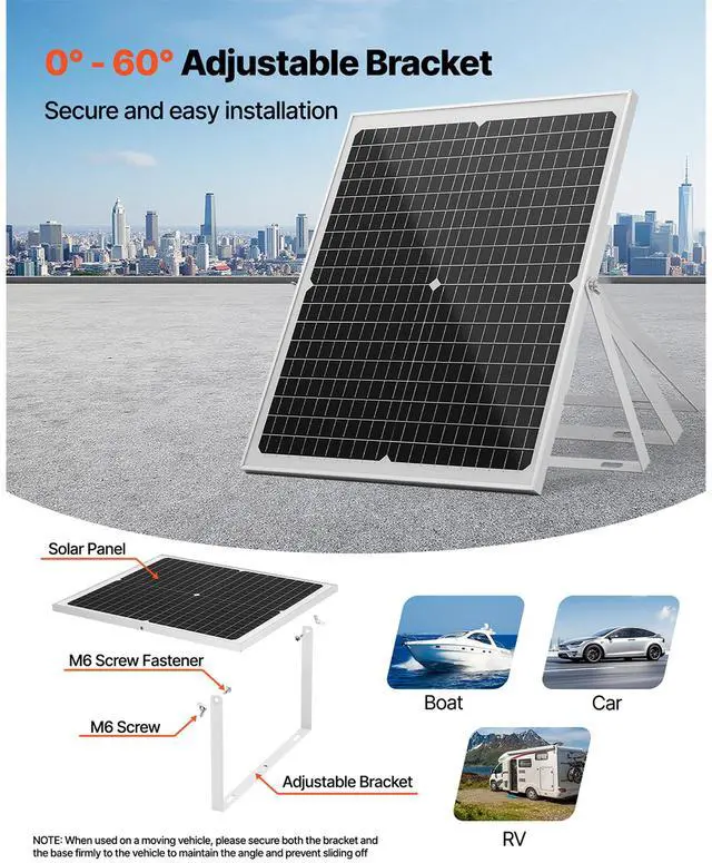 Alt view image 6 of 7 - 30W 12V Solar Panel Battery Charger, Solar Battery Trickle Charger Maintainer with Intelligent MPPT Controller & Adjustable Mount Bracket, IP67 Waterproof for Car Boat RV Motorcycle Trailer