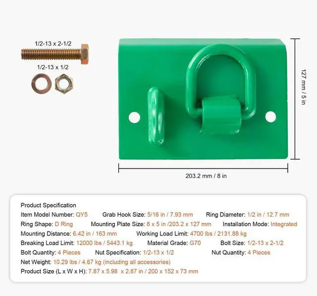 Alt view image 2 of 7 - 5/16" Tractor Bucket Hooks Grade 70 Steel Grab Hooks 12,000 lbs for RV UTV