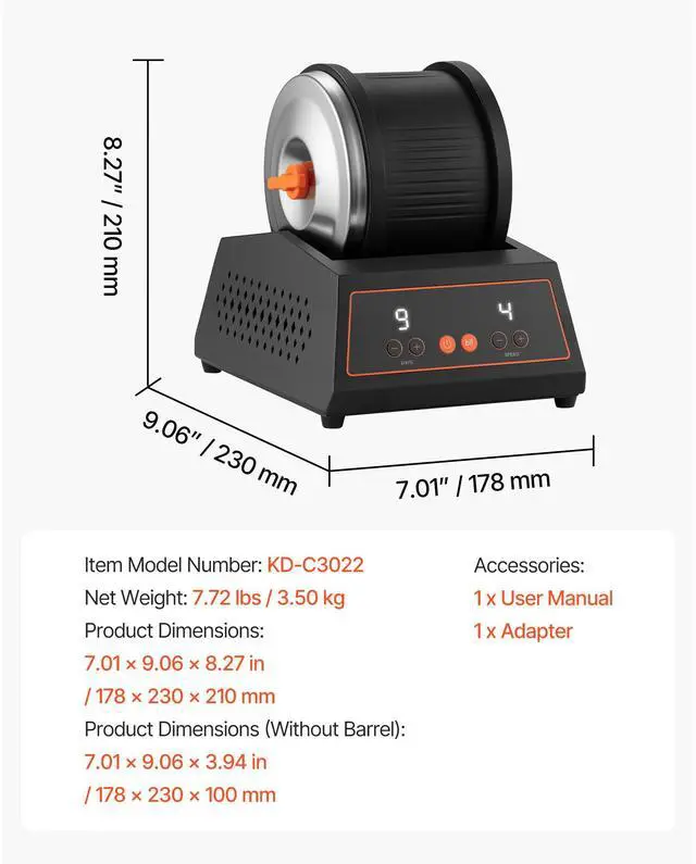 Alt view image 2 of 7 - Rock Tumbler Kit, 4lbs Rock Polishing Kit, 4 Speed Settings 9-Day Polishing Timer Stone Polishing Kit, Belt-Free Rock Polisher with Adapter & Overload Protection, Rock Polisher for Adults Kids