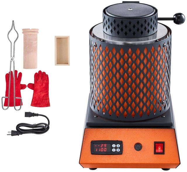 Main image of Electric Melting Furnace, 1350W Electric Metal Smelter Foundry, 2102/1150 Metal Smelting Machine with 3kg Ceramic Crucible, Gold Smelting Kit for Jewelry Making, Metal Bars, Metal Components