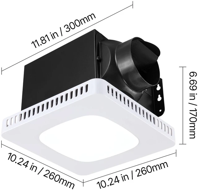 Alt view image 6 of 7 - Bathroom Exhaust Fan with LED Light, 80 CFM Bathroom Vent Three Gear Color Temp, 1.5 Sones Low-Noise, Premium AC Motor Ceiling Fan for Laundry Room, Storage Room, Home Ventilation, White