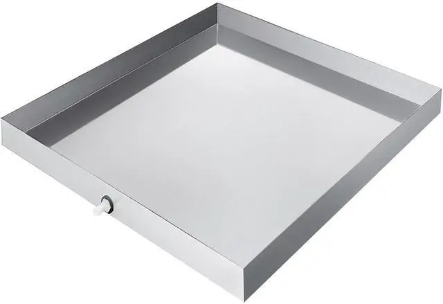 Alt view image 3 of 7 - 32 x 30 x 2.5 Inch Washing Machine Pan 18 GA Thickness 304 Stainless Steel Heavy Duty Compact Washer Drip Tray with Drain Hole & Hose Adapter