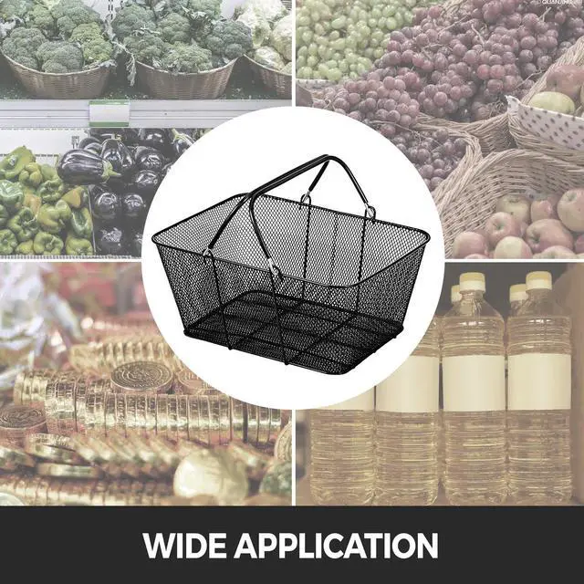 Alt view image 3 of 7 - Shopping Baskets with Handles, 12PCS, Black Metal Shopping Basket, Portable Wire Shopping Basket, Black Wire Mesh shopping Basket Set for Supermarkets, Retail Stores, Grocery Shopping, Black