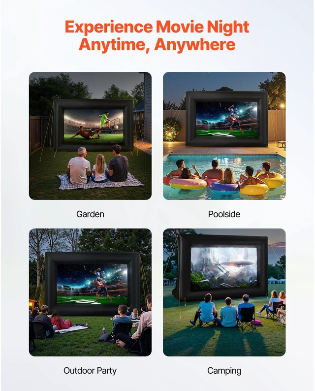 Alt view image 2 of 7 - 14FT Inflatable Projector Screen, Inflatable Movie Screen Outdoor with 120W Air Blower Projector Screen Oxford Fabric Material Blow Up Screen for Outdoor Backyard, Home Theater, Theme Party