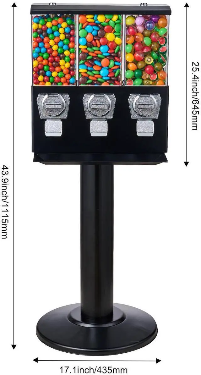 Alt view image 7 of 7 - Gumball Machine with Stand Vending Coin Bank Vintage Candy Dispenser Black