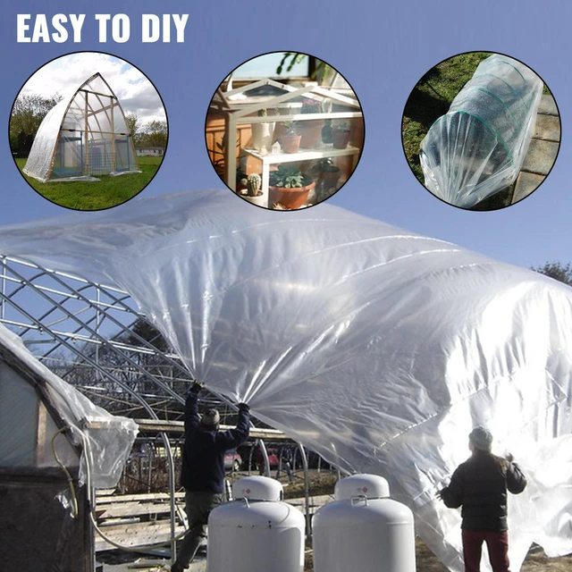 Alt view image 7 of 7 - Greenhouse Film 12 x 25 ft, Greenhouse Polyethylene Film 6 Mil Thickness, Greenhouse Clear Plastic Film UV Resistant, Polyethylene Film Keep Warming, Greenhouse Plastic Superior Toughness