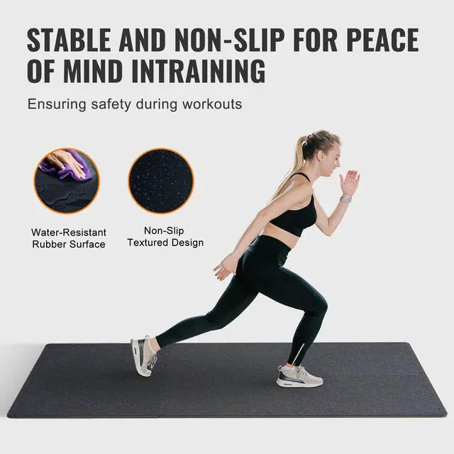 Alt view image 4 of 7 - 0.56 Inch Thick Gym Floor Mats, 12 Tiles Rubber Top with EVA Foam, 25" x 25" Gym Flooring Workout Mats with 48 sq.ft Coverage, Interlocking Puzzle Gym Mats for Gym, Home, Garage, Black & Blue