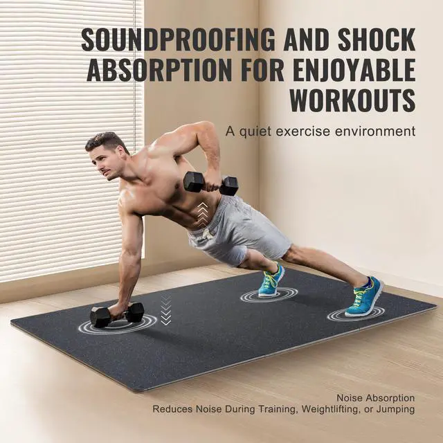 Alt view image 5 of 7 - 0.56 Inch Thick Gym Floor Mats, 12 Tiles Rubber Top with EVA Foam, 25" x 25" Gym Flooring Workout Mats with 48 sq.ft Coverage, Interlocking Puzzle Gym Mats for Gym, Home, Garage, Black & Blue