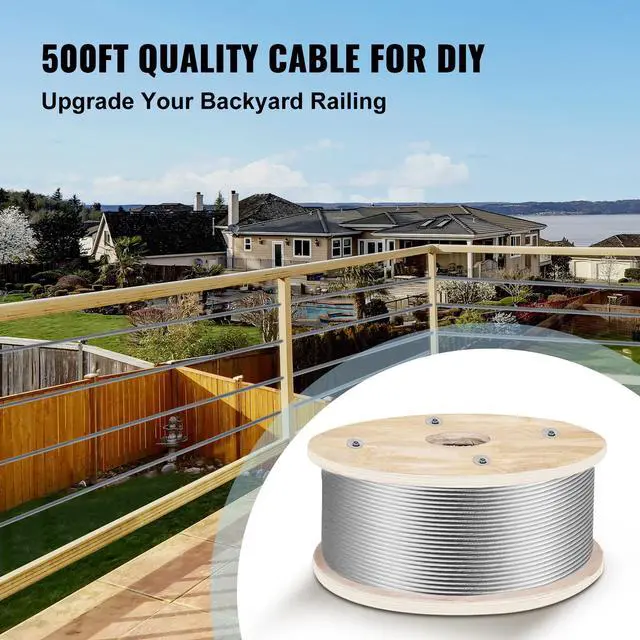 Alt view image 3 of 7 - 316 Stainless Steel Wire Rope 500ft Length, Steel Wire Cable 3/16 Inch, Steel Cable Railing Decking With 1x19 Strands Construction, 4700lbs Breaking Strength For Stair, Handrail, Clothesline