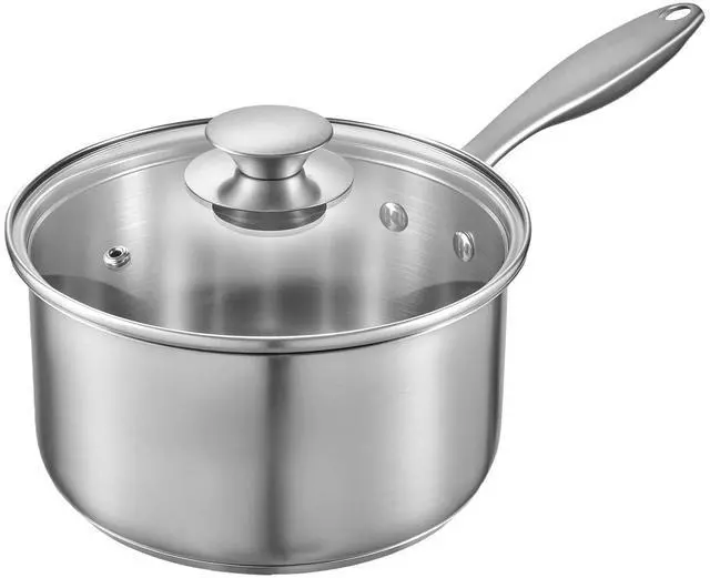 Alt view image 4 of 7 - 2.5 QT Saucepan with Steamer, Stainless Steel Saucepan with Glass Lid, Multipurpose Nonstick Stainless Steel Sauce Pot with Ergonomic Handle, Friendly for Oven, Dishwasher, Induction Cooker