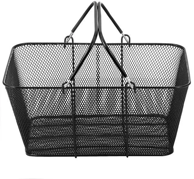 Main image of Shopping Baskets with Handles, 12PCS, Black Metal Shopping Basket, Portable Wire Shopping Basket, Black Wire Mesh shopping Basket Set for Supermarkets, Retail Stores, Grocery Shopping, Black