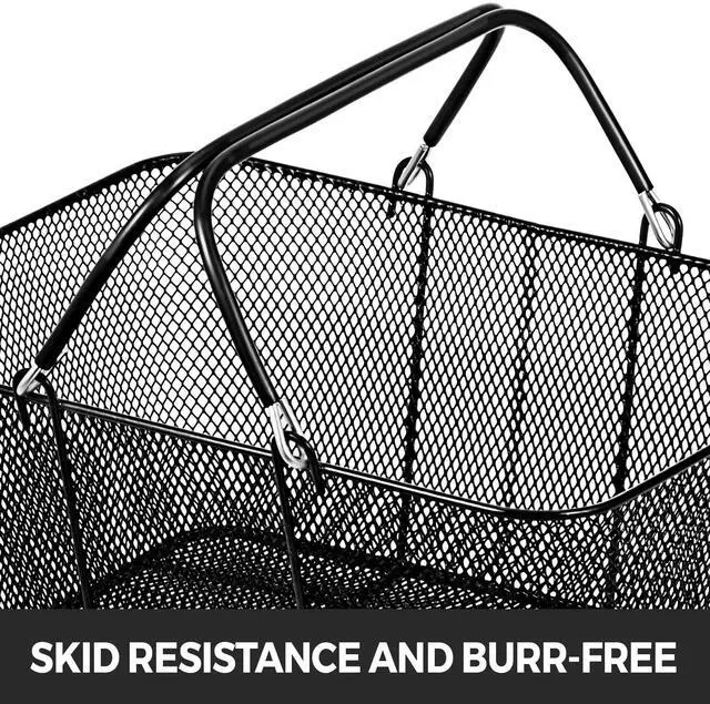 Alt view image 7 of 7 - Shopping Baskets with Handles, 12PCS, Black Metal Shopping Basket, Portable Wire Shopping Basket, Black Wire Mesh shopping Basket Set for Supermarkets, Retail Stores, Grocery Shopping, Black