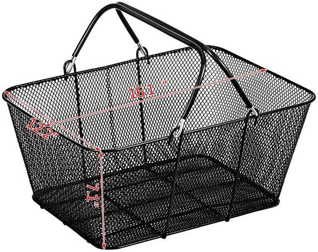 Alt view image 5 of 7 - Shopping Baskets with Handles, 12PCS, Black Metal Shopping Basket, Portable Wire Shopping Basket, Black Wire Mesh shopping Basket Set for Supermarkets, Retail Stores, Grocery Shopping, Black