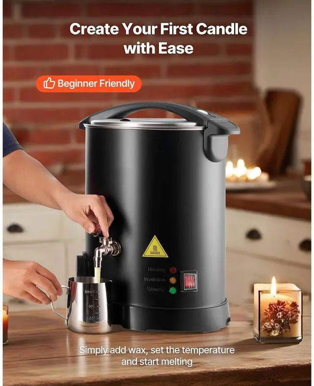 Alt view image 6 of 7 - Wax Melter for Candle Making, 8.5 Qts, Fast and Even Heating, with Easy Pour Spout and Temperature Control, Hourglass Base for Non-Stick Smooth Flow, Wax Melting Pot for Making Candles Soaps
