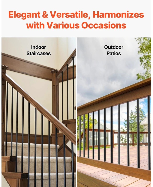 Alt view image 6 of 6 - Metal Staircase Balusters 101 Pack 32 In Aluminum Spindles with Screws/Rail Caps
