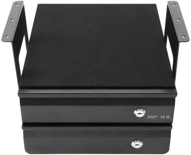Alt view image 2 of 7 - 2 Drawer 13" Lockable Under Desk Drawer Organizer Slide-out Drawer Home Office