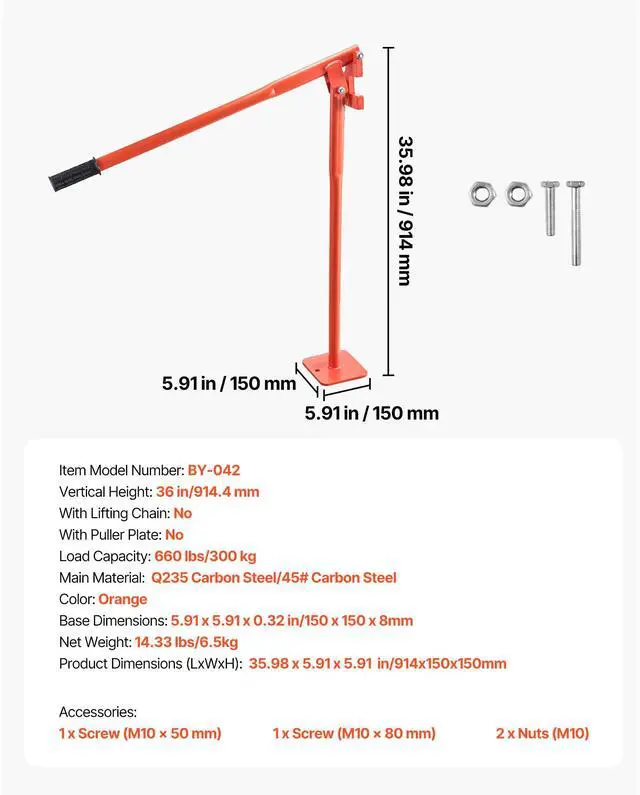 Alt view image 6 of 7 - 36 in T Post Puller, Heavy Duty Steel Fence Post Puller, 660lb Load Capacity, Labor-Saving T-Post Remover Tool for Round Fence Posts, Sign Posts & Tree Stumps, Lifting Chain Not Included