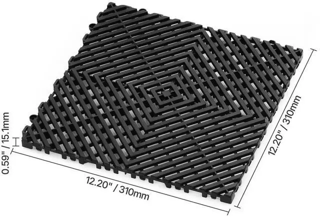 Alt view image 4 of 6 - Interlocking Drainage Mat, 12 x 12 Modular Interlocking Cushion, 40 Pcs Splicing Drainage Mats, Non-Slip Black PP Drainage Floor Tile and Shower Mat, for Garage, Garden, Kitchen & Outdoor