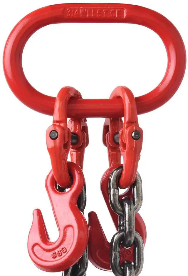 Alt view image 2 of 7 - 3/8" x 6' Chain Sling 2 Legs G80 Lifting Chain with Grab Hooks 11000 lbs