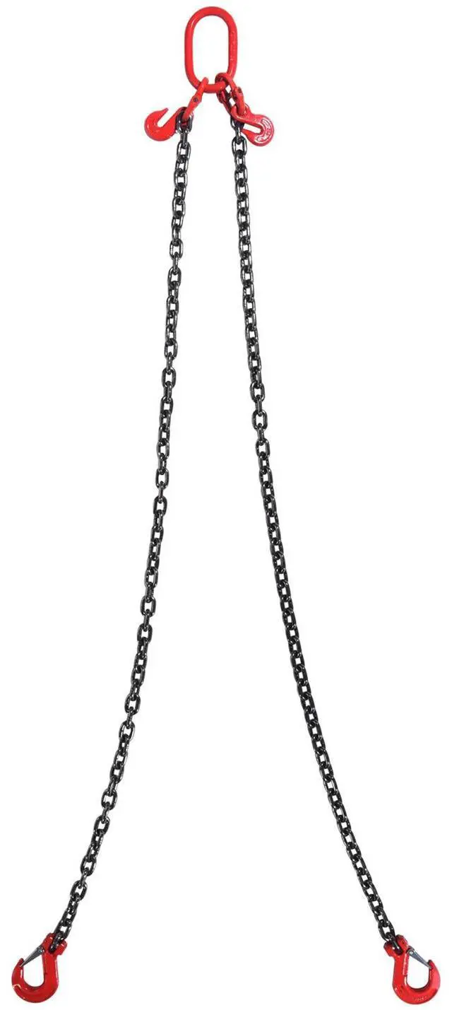 Alt view image 3 of 7 - 3/8" x 6' Chain Sling 2 Legs G80 Lifting Chain with Grab Hooks 11000 lbs