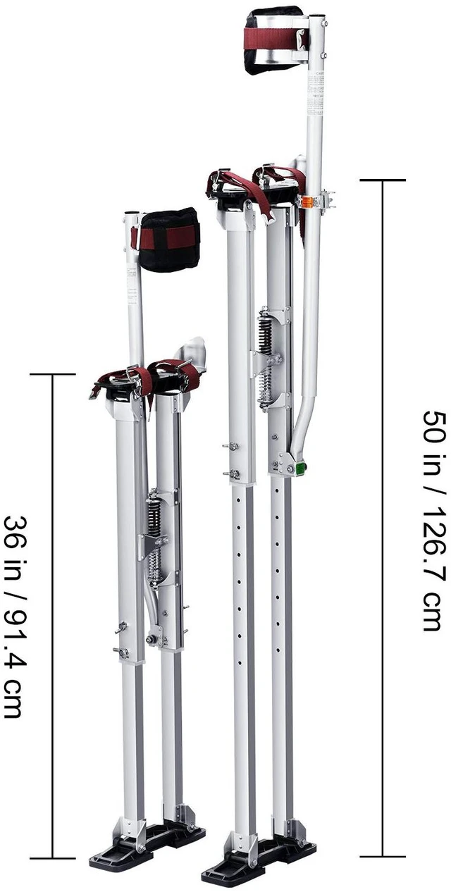 Alt view image 6 of 7 - Drywall Stilts, 36''-50'' Adjustable Aluminum Tool Stilts with Protective Knee Pads, Durable and Non-slip Work Stilts for Sheetrock Painting, Walking, Taping, Silver
