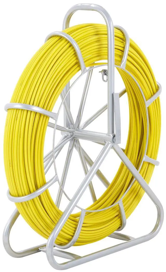 Alt view image 2 of 7 - Fish Tape Fiberglass, 492 ft, 5/16 in, Duct Rodder Fishtape Wire Puller, Cable Running Rod with Steel Reel Stand, 3 Pulling Heads, Fishing Tools for Walls and Electrical Conduit, Non-Conductive