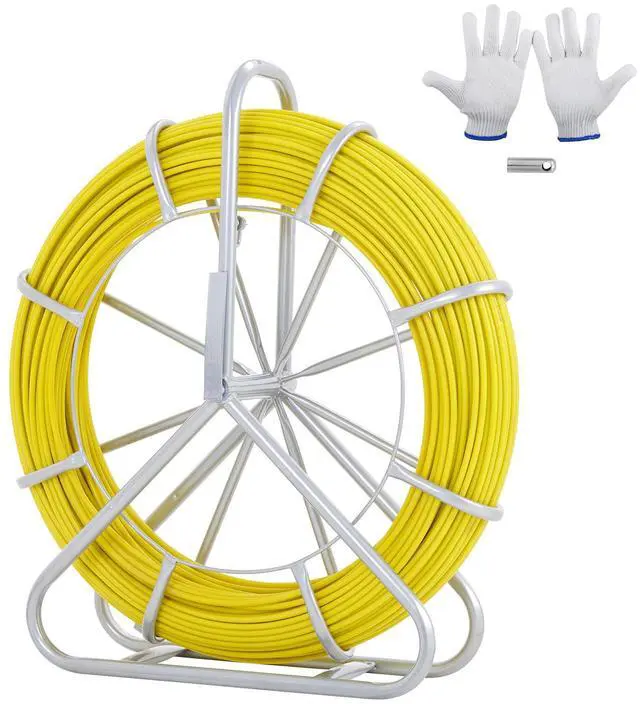 Alt view image 6 of 7 - Fish Tape Fiberglass, 492 ft, 5/16 in, Duct Rodder Fishtape Wire Puller, Cable Running Rod with Steel Reel Stand, 3 Pulling Heads, Fishing Tools for Walls and Electrical Conduit, Non-Conductive