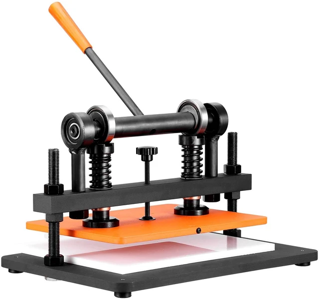 Alt view image 4 of 7 - Leather Cutting Machine, 14.2 x 10.2 in Embossing Plate Manual Die Cutter, 0.47 in Pressure Stroke Dual Guide Shafts Die Cut Machine, Leather Embossing Machine for Various of Materials