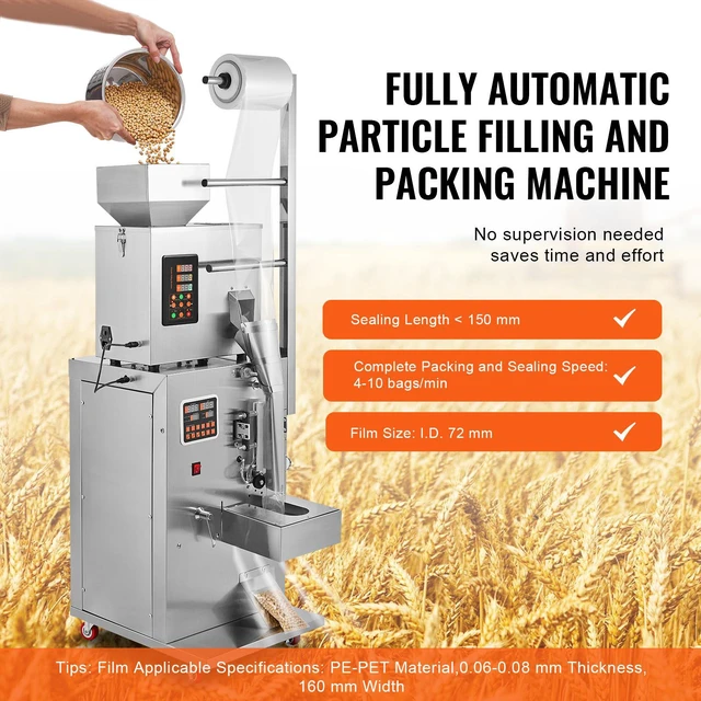 Alt view image 3 of 3 - Automatic Particle Packaging Machine, 0.002-0.22lbs/1-100g, Multi-Function Pouch Powder Sachet Weighting Filling Packing Machine, Powder Filler Machine for Tea Seeds Grains Flour Beans Glitter