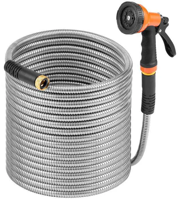 Main image of 50ft Metal Garden Hose Stainless Steel Water Hose Lightweight No Kink
