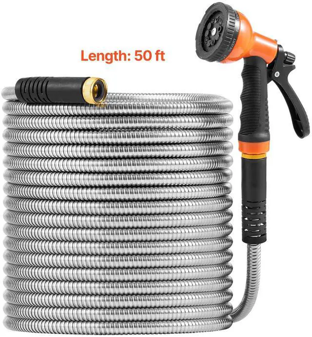 Alt view image 4 of 7 - 50ft Metal Garden Hose Stainless Steel Water Hose Lightweight No Kink