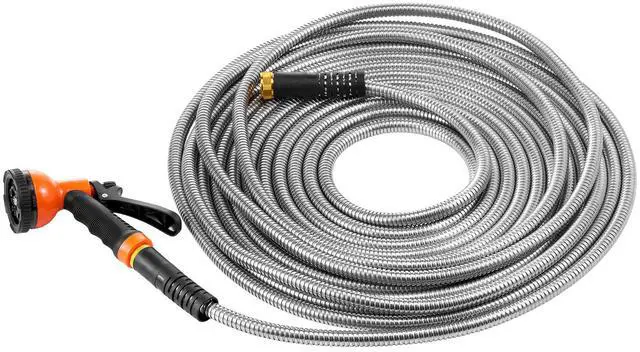 Alt view image 7 of 7 - 50ft Metal Garden Hose Stainless Steel Water Hose Lightweight No Kink