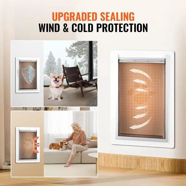 Alt view image 3 of 7 - Pet Door for Wall with Lock and 3 Magnetic Flap System Metal Frame Medium